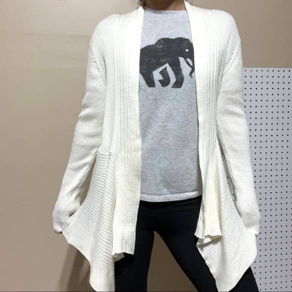 Dana Buchman Drape front Cardigan White Cream Color Open front Cardigan - Picture 2 of 6